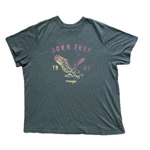 Wrangler T Shirt Women’s Unisex XL Born Free 1947 Gray Bald Eagle Western